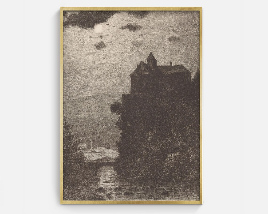 Mansion In The Moonlight Gothic Halloween Art Print