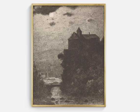 Mansion In The Moonlight Gothic Halloween Art Print