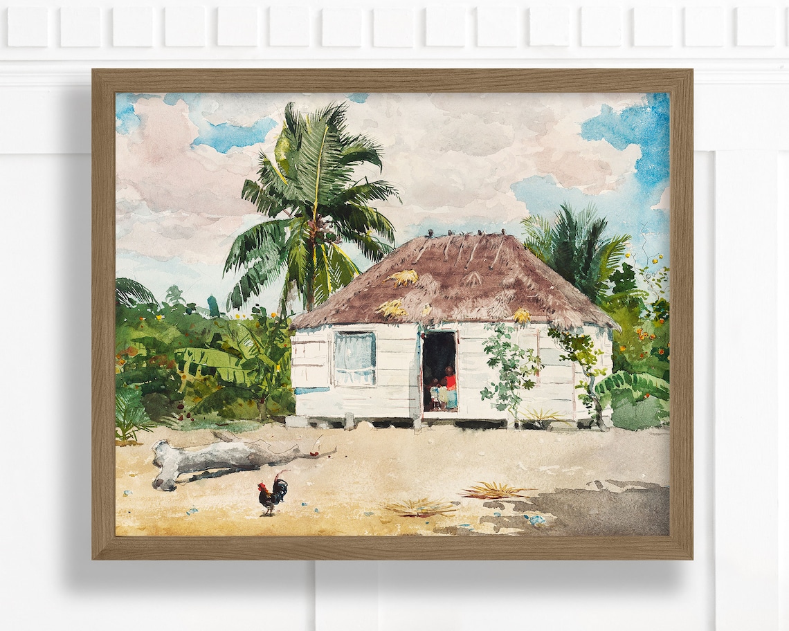 Vintage Tropical Island Beach Landscape Art Print