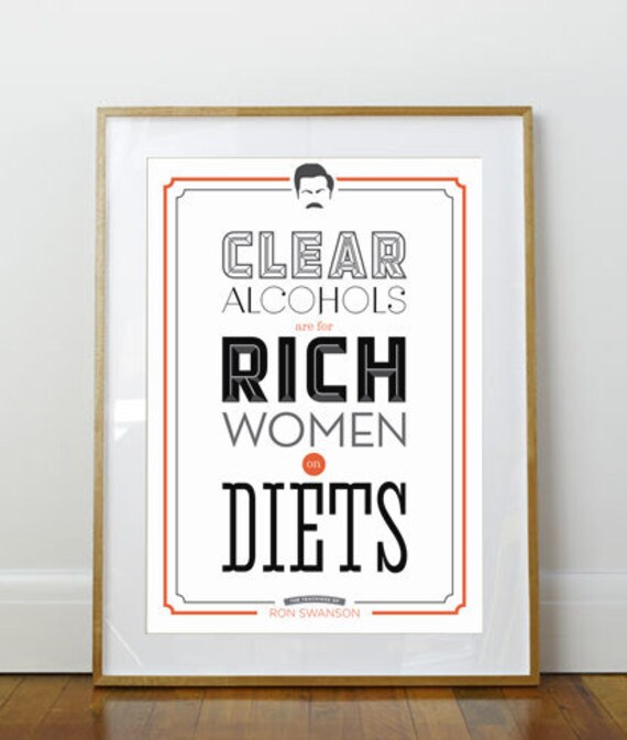 Funny Ron Swanson Clear Alcohols Quote Poster For TV Show Fans