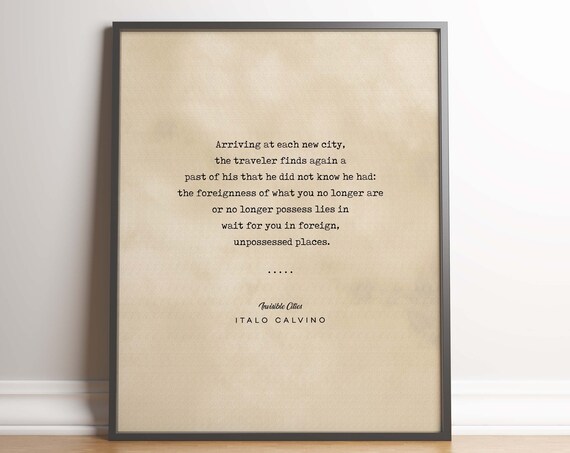 Italo Calvino Invisible Cities Traveler Typewriter Quote Poster