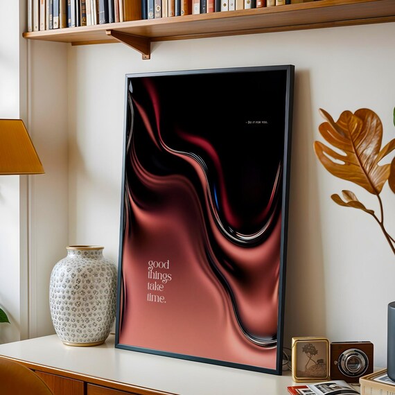 Good Things Take Time Wall Art And Decor Poster Pink Black Minimalist Downloadable Prints Inspirational Gift For Women