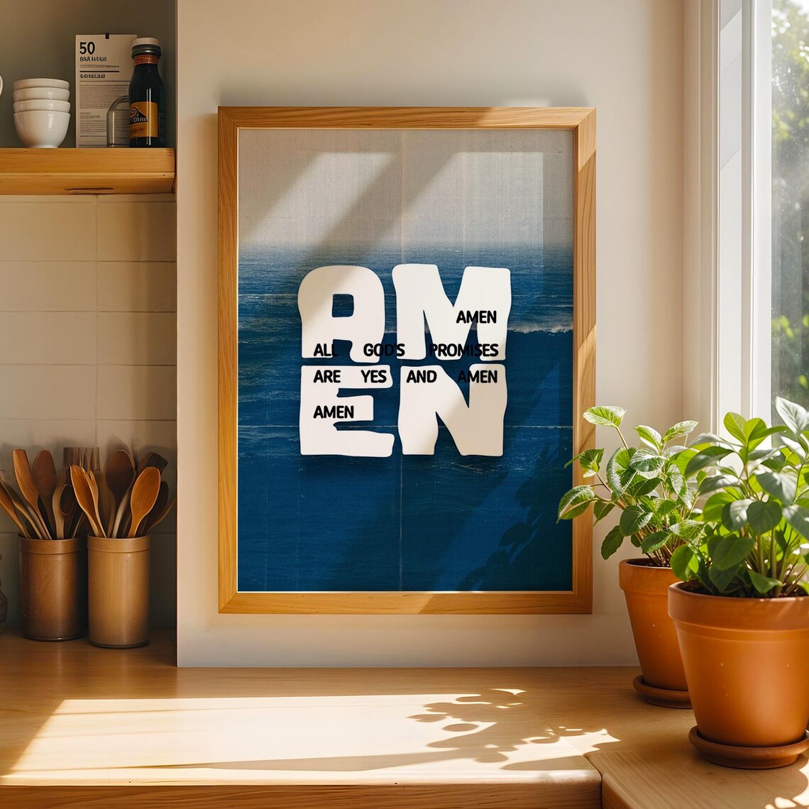 Amen Ocean Background Scripture Poster