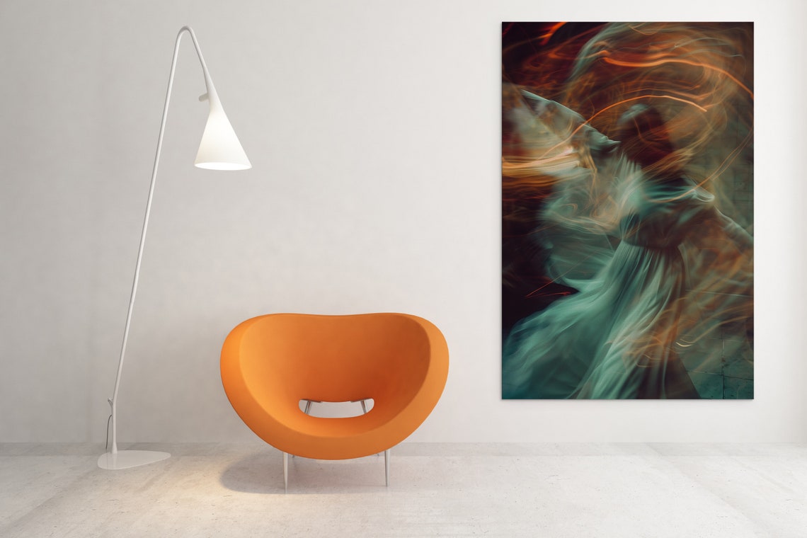 Ethereal Dancer in Flowing Gown With Light Trails Art Poster - Image 3