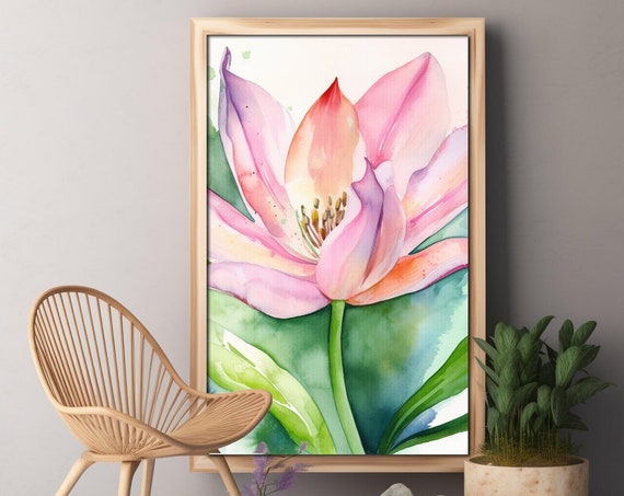 Pink Lily Flower Watercolor Art Print For Mothers Day Gift Watercolor Floral Painting For Birthday Present Lily Wall Art Flower Lovers