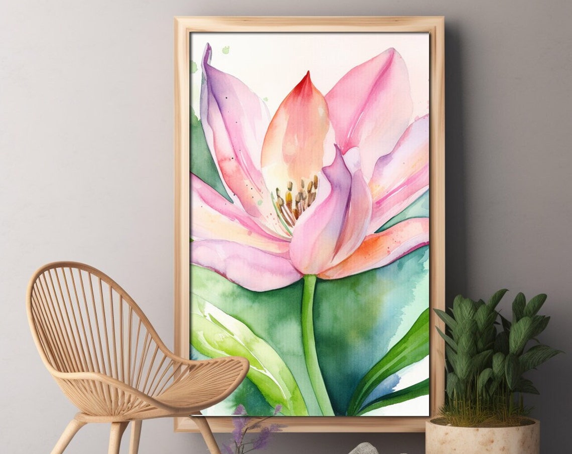 Pink Lily Flower Watercolor Art Print For Mothers Day Gift Watercolor Floral Painting For Birthday Present Lily Wall Art Flower Lovers