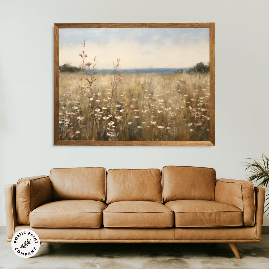 Sea Of White And Rose Wild Flowers Oil Painting Art Countryside Landscape Art Print Vintage Wall Art Cottage Core Subtle Tones - Image 6