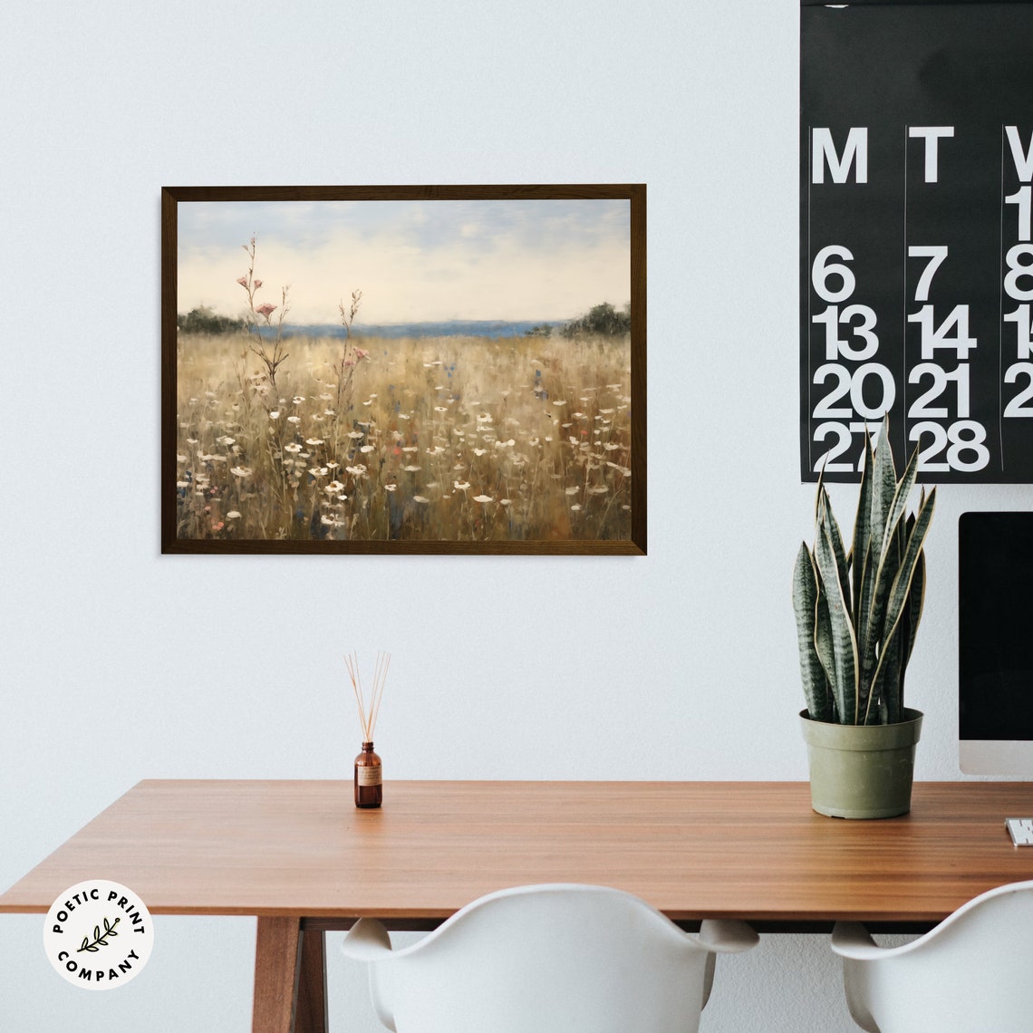 Sea Of White And Rose Wild Flowers Oil Painting Art Countryside Landscape Art Print Vintage Wall Art Cottage Core Subtle Tones - Image 4