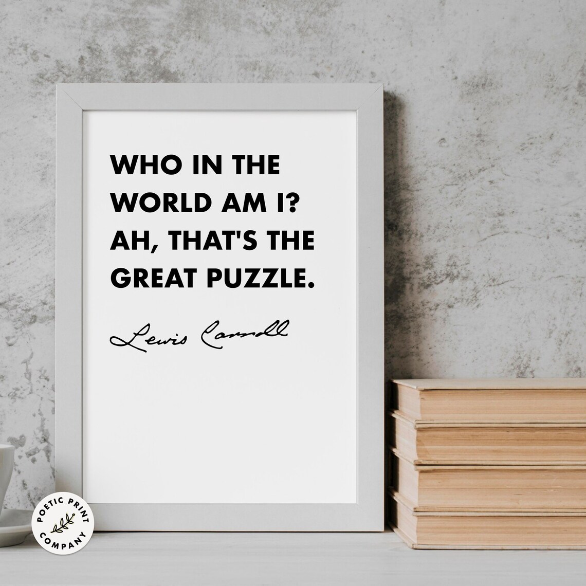 Lewis Carroll Great Puzzle Minimalist Black White Nursery Quote Poster - Image 3