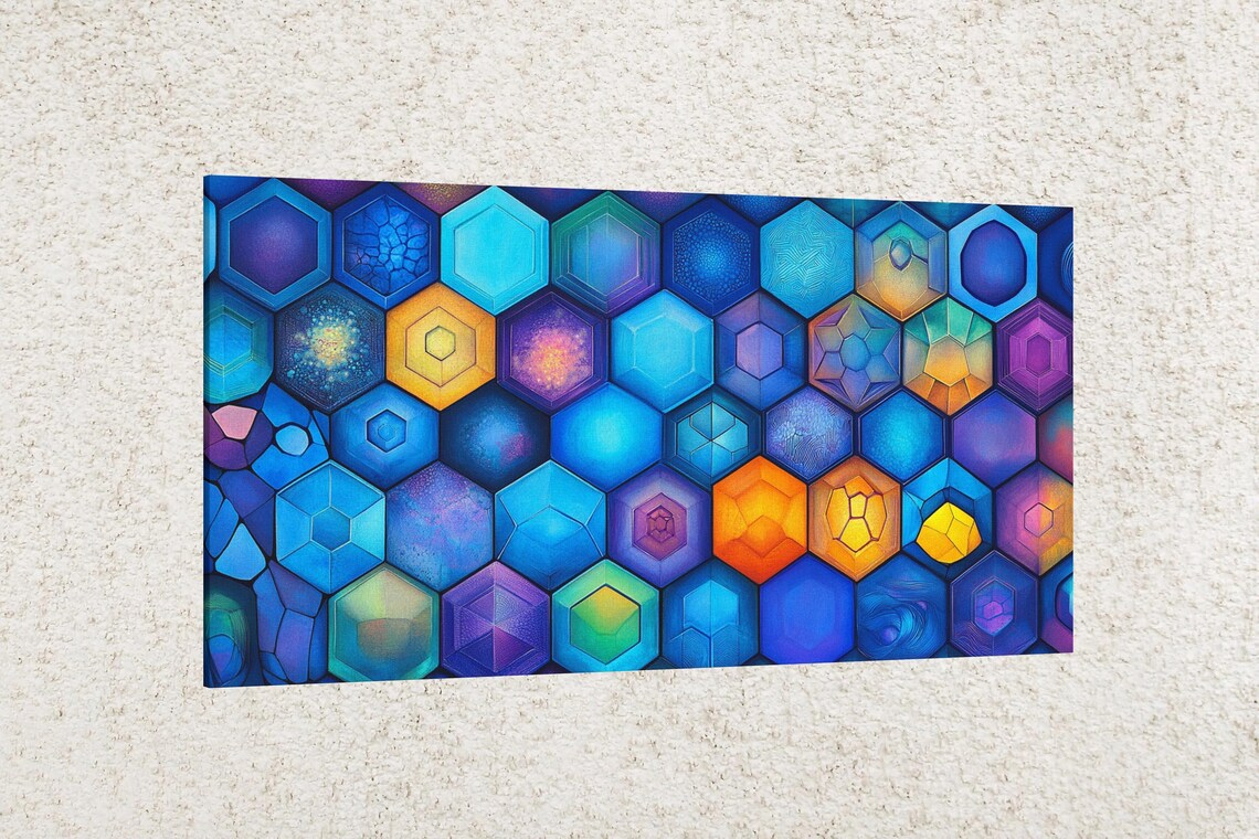 Geometric Hexagon Design, Indian Art Print - Image 2