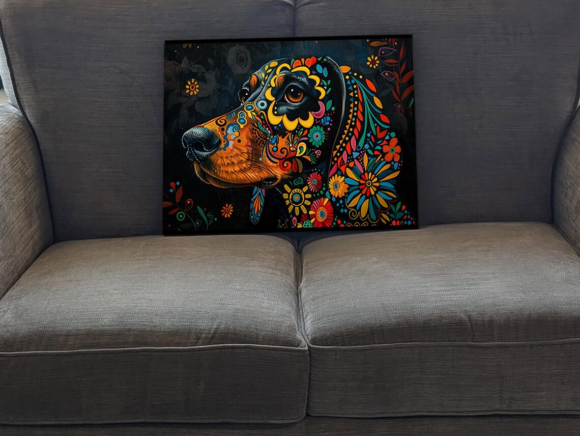 Alebrije Dog Colorful Floral Day Of The Dead Folk Art Animal Poster - Image 5