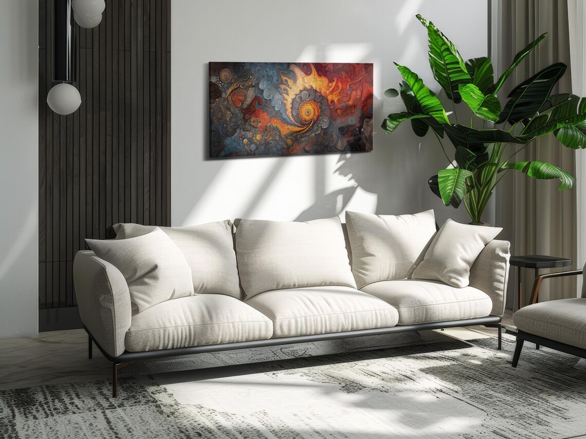 Fiery Spiral Fractal Abstract Art Print - Image 2