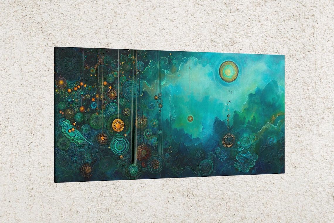 Celestial Green Whirl - Abstract Modern Art - Image 2