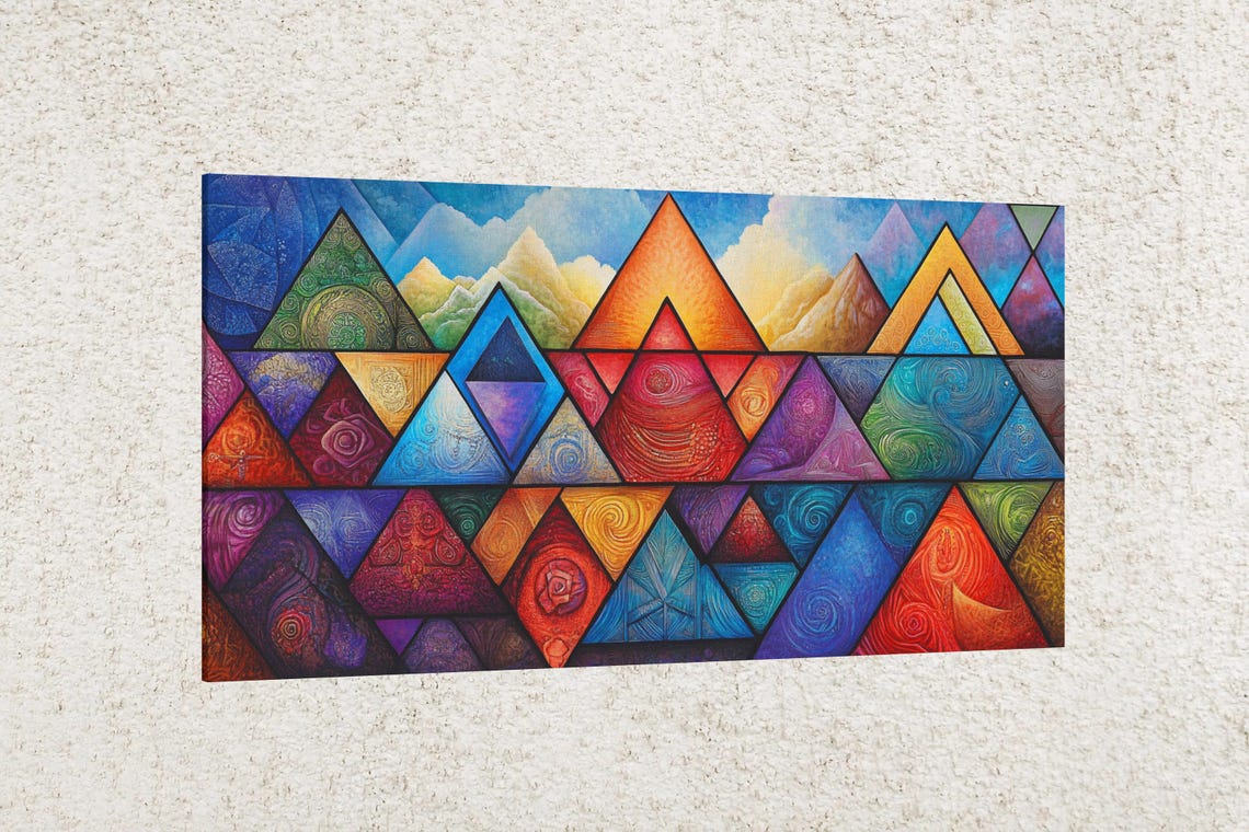 Multicolor Triangles Pattern Art Print - Image 2