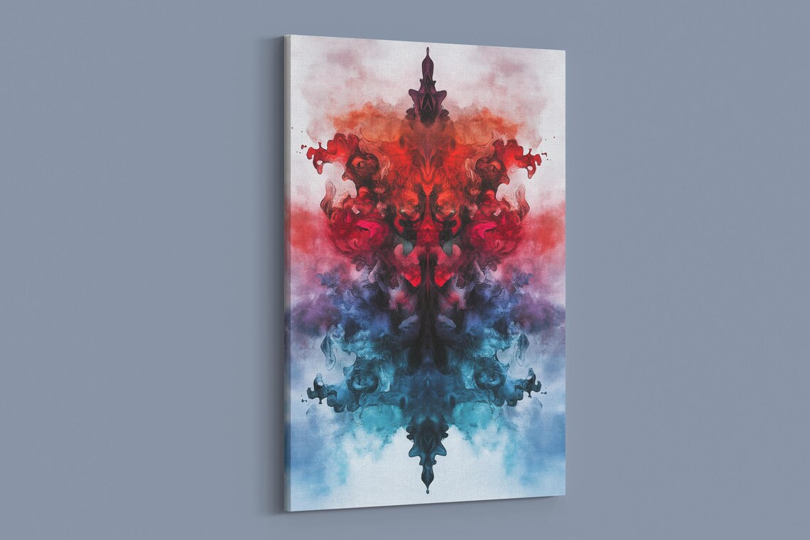 Red And Blue Ink Blot, Abstract Modern Art Print - Image 2