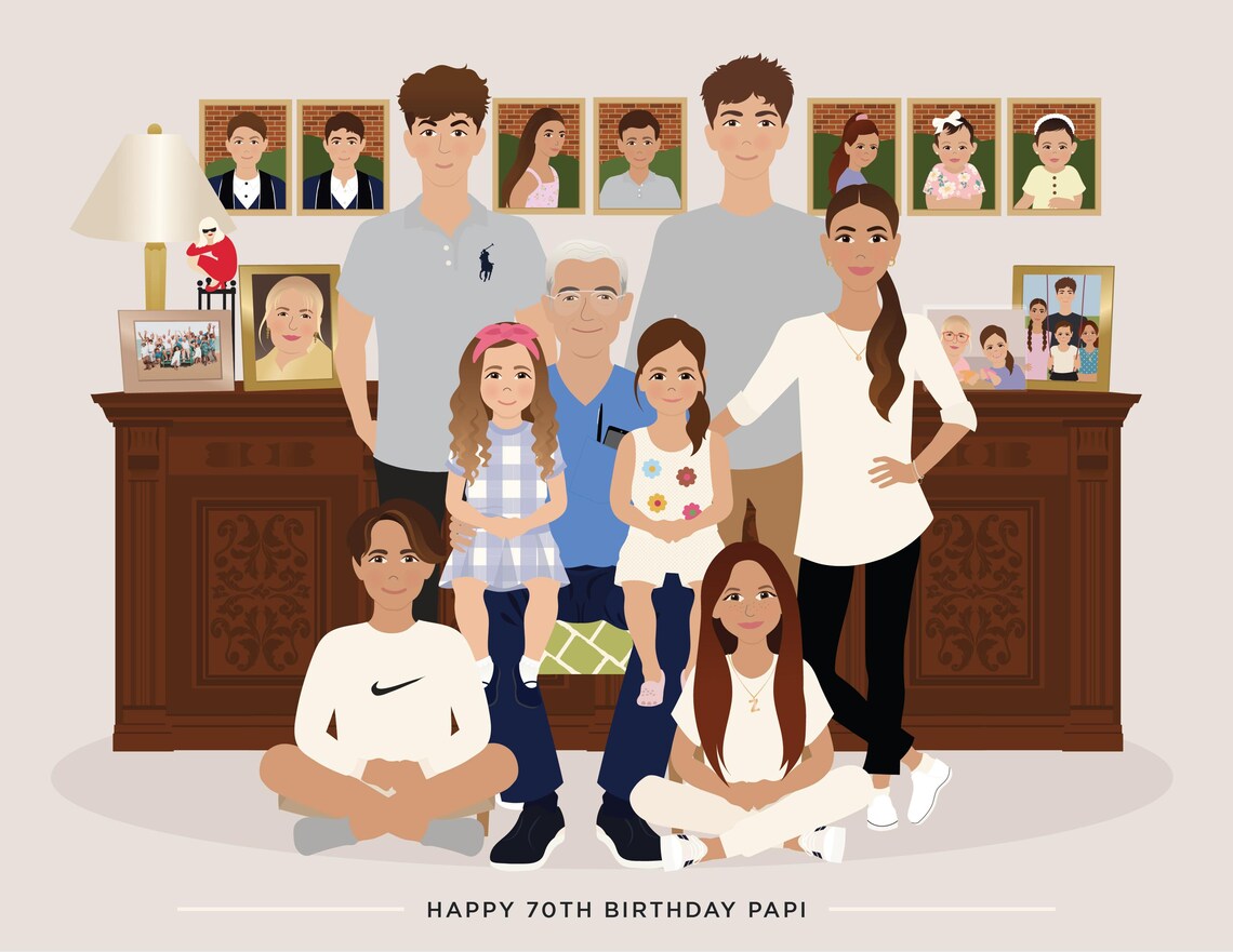Custom Family Portrait, Hand Drawn Art Print - Image 4