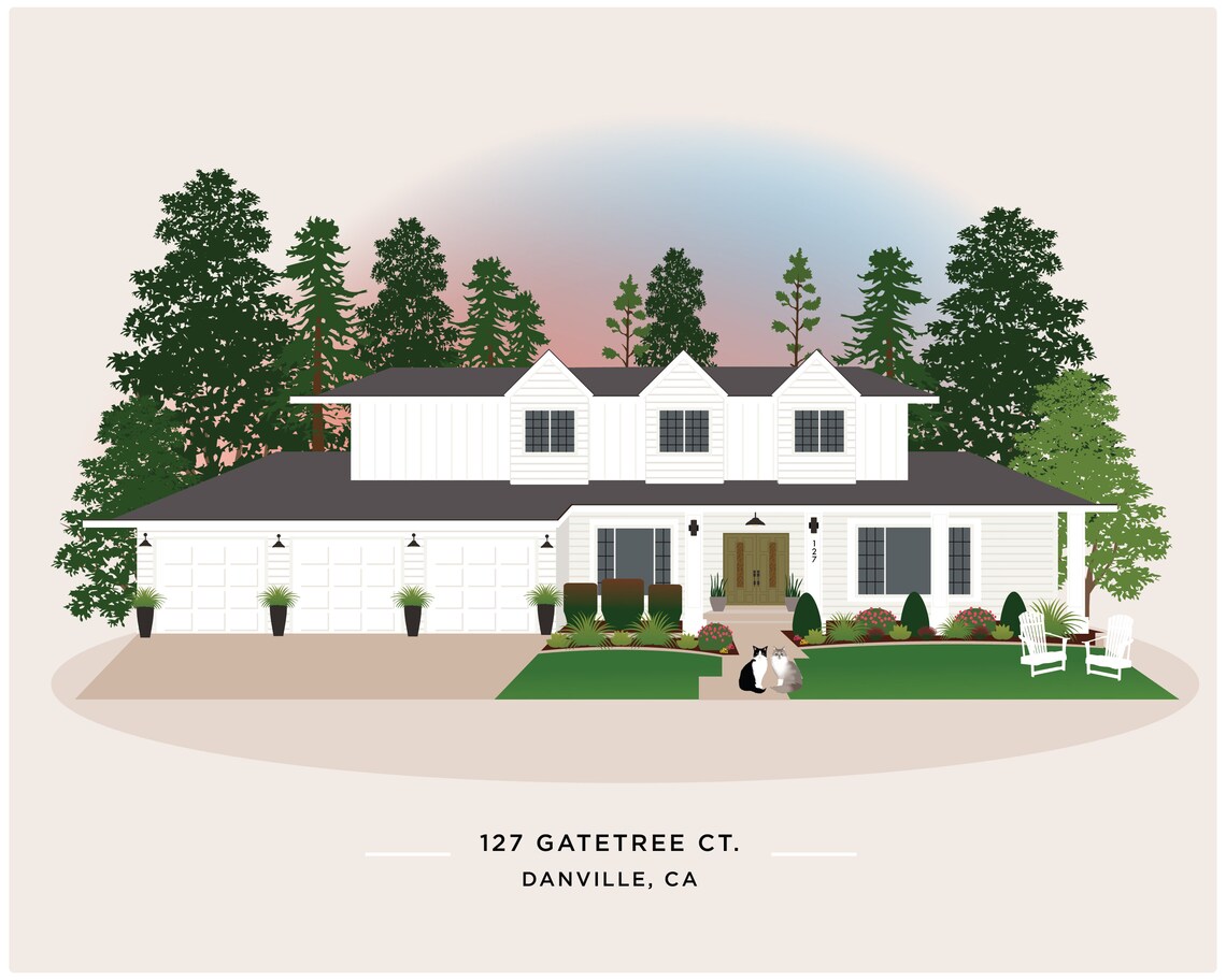 Custom House Portrait, Housewarming New Home Gift - Image 3