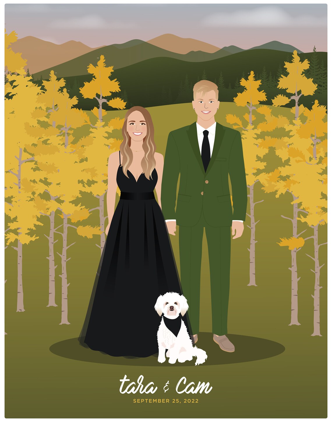 Custom Couple Portrait, Personalised Art Print - Image 4
