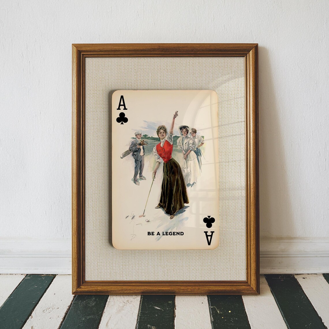 Be A Legend Golf Print Lady Golfer Ace Of Clubs Art Neutral Burlap Decor Feminine Sports Wall Country Club Gift For Her