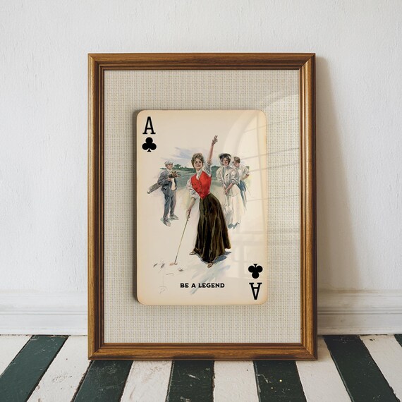 Be a Legend Vintage Lady Golfer Ace of Clubs Golf Poster for Sports Fans