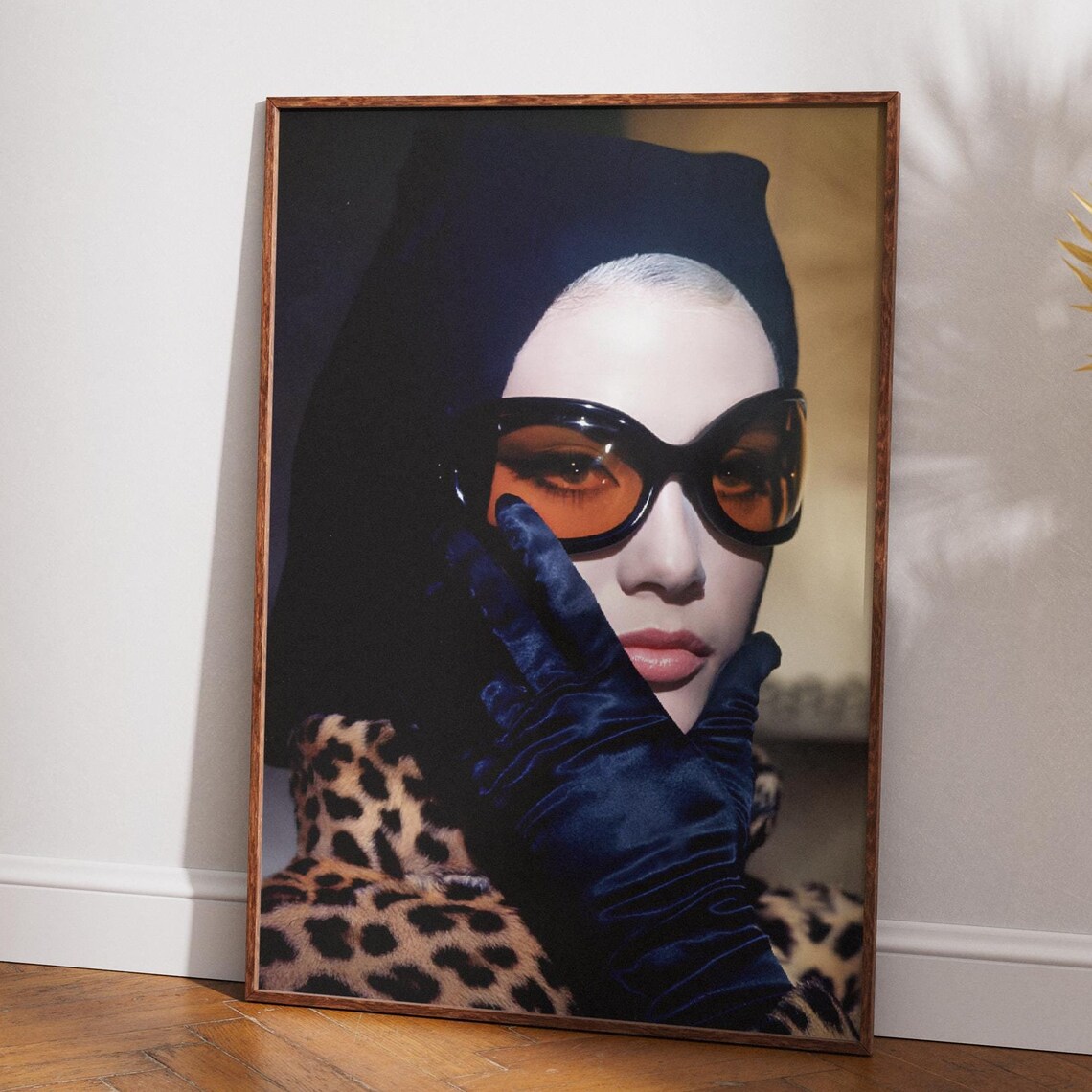 Vintage Fashion Woman in Headscarf and Sunglasses Glamour Poster