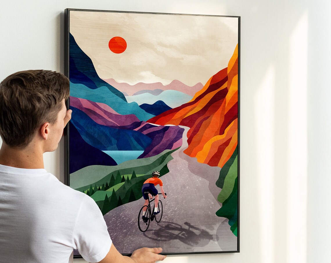 Cycling Art Print High In The Mountains - Image 4