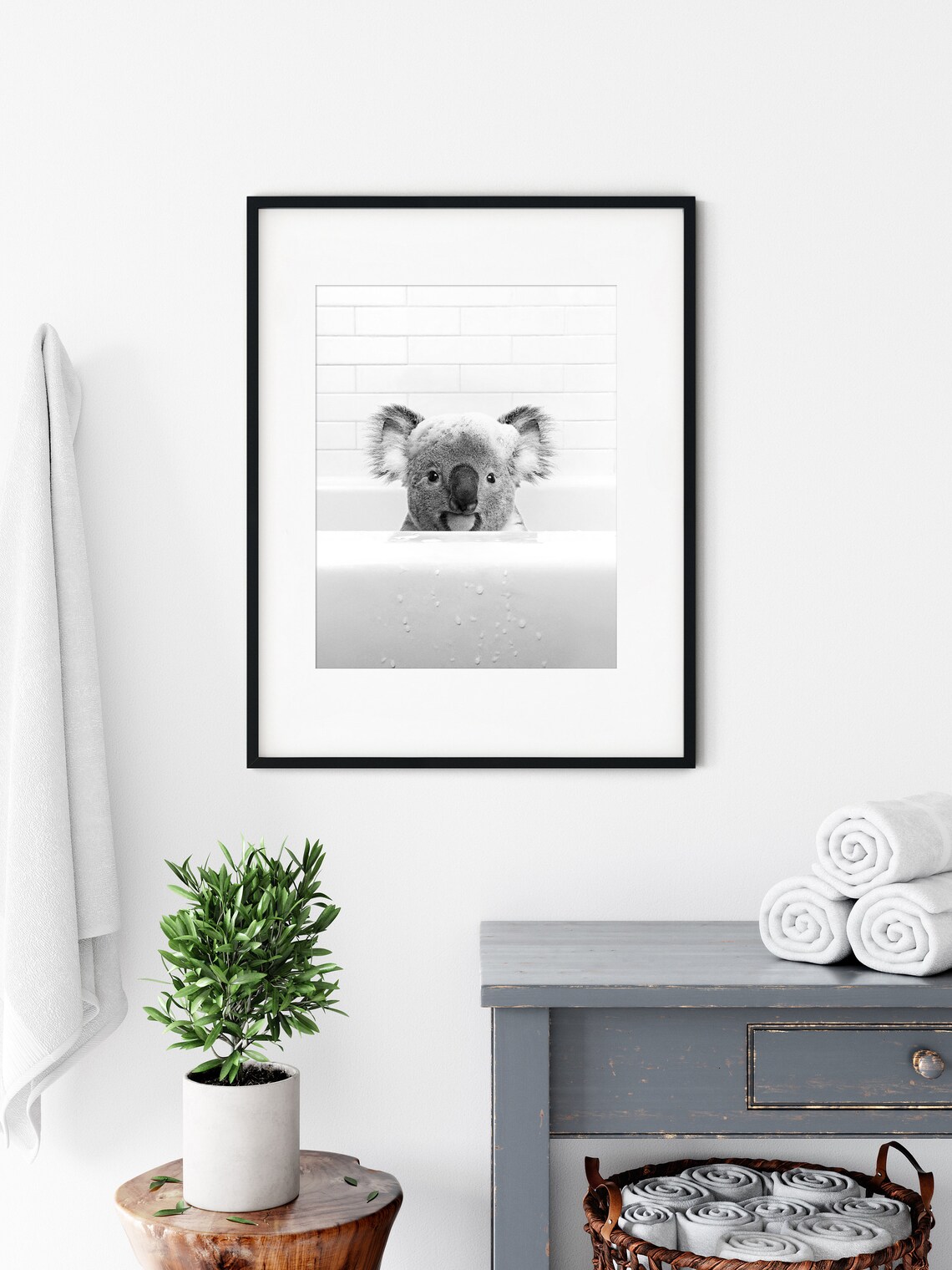 Koala Bathroom Wall Art, Whimsical Animal Print
