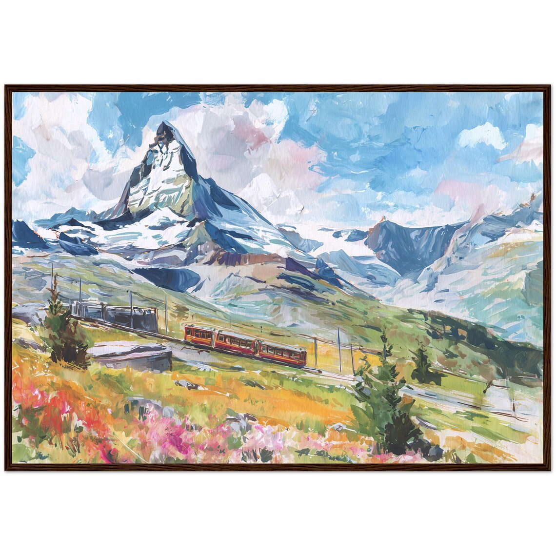 Matterhorn Oil Painting Art Print, Swiss Alps Travel
