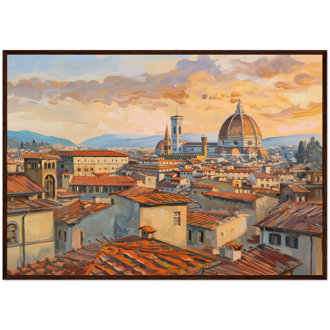 Florence Skyline Italy Travel Poster, Tuscan Cityscape