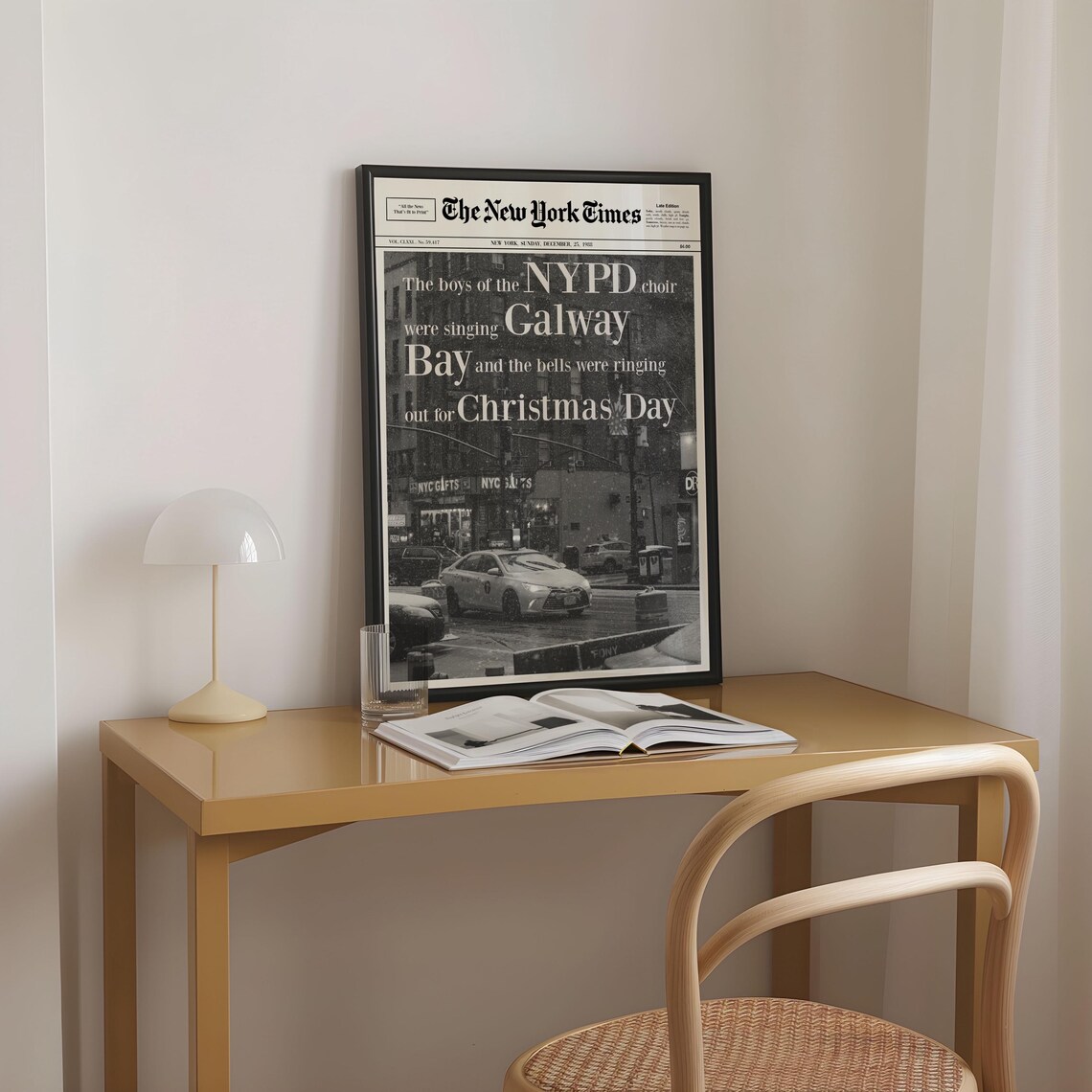 Fairytale Of New York Christmas Newspaper Lyrics Snowy NYC Poster - Image 2