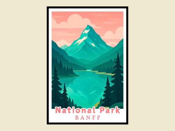Banff National Park Framed Poster Canada Travel Landscape Art Print Alberta Mountain Wall Decor Gifts Home