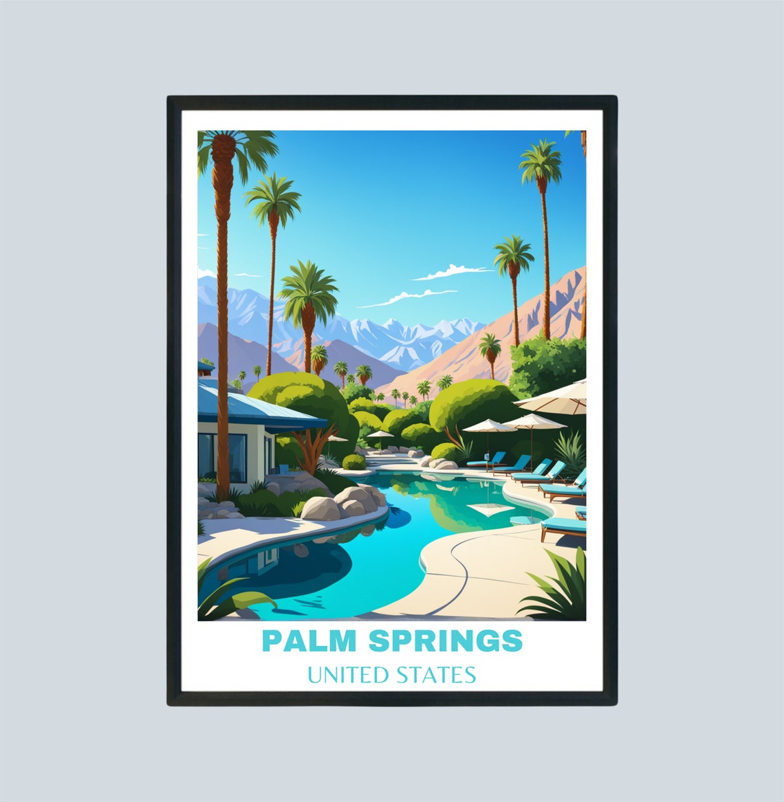 Palm Springs Travel Print United States Wall Art Palm Springs Travel Poster Print Palm Springs Wall Art Usa Travel Poster Travel Gift