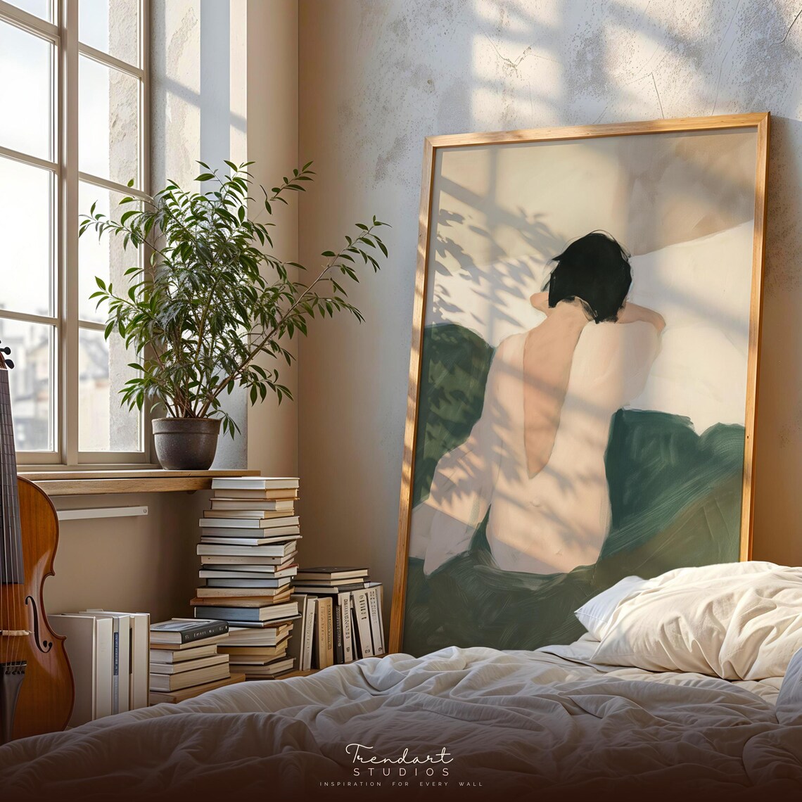 Japandi Wall Art Textured Abstract Figure Print Modern Minimalist Decor For Bedroom Da00008
