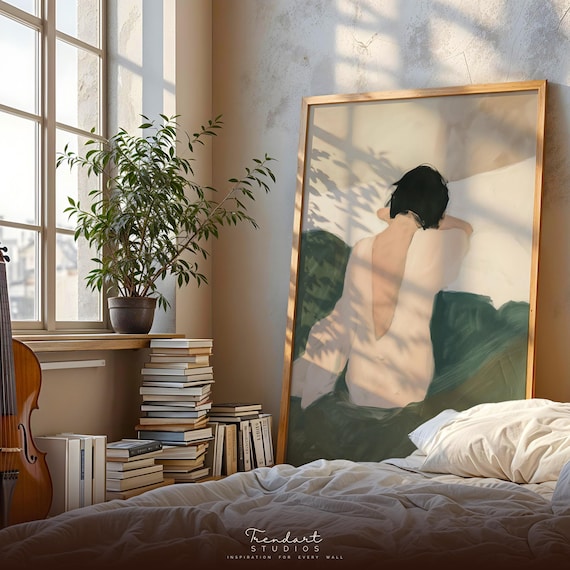 Japandi Wall Art Textured Abstract Figure Print Modern Minimalist Decor For Bedroom Da00008