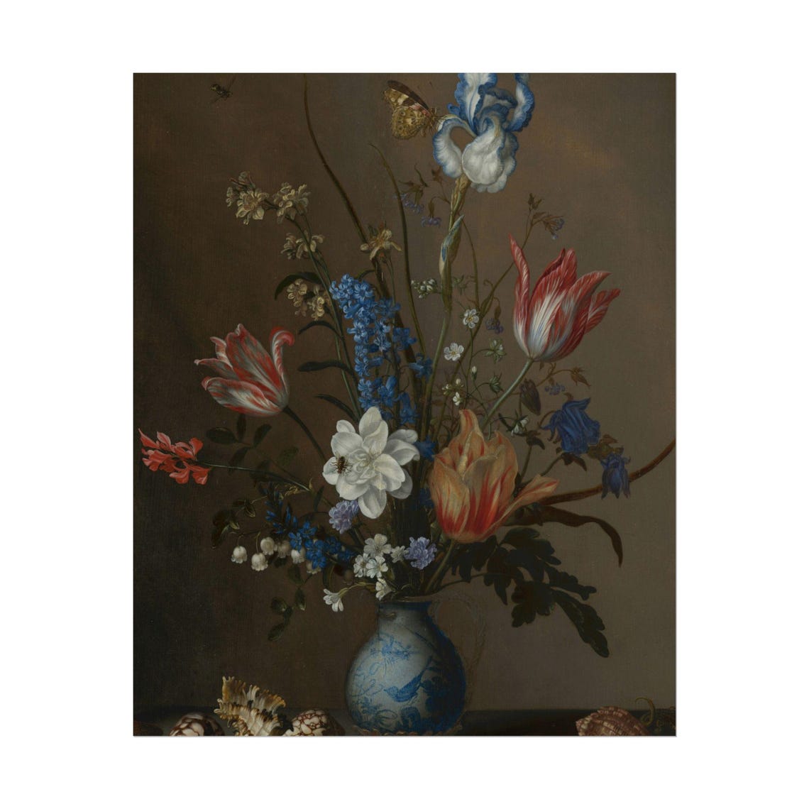 Flowers in Blue Porcelain Vase with Shells in Dutch Golden Age Poster - Image 5
