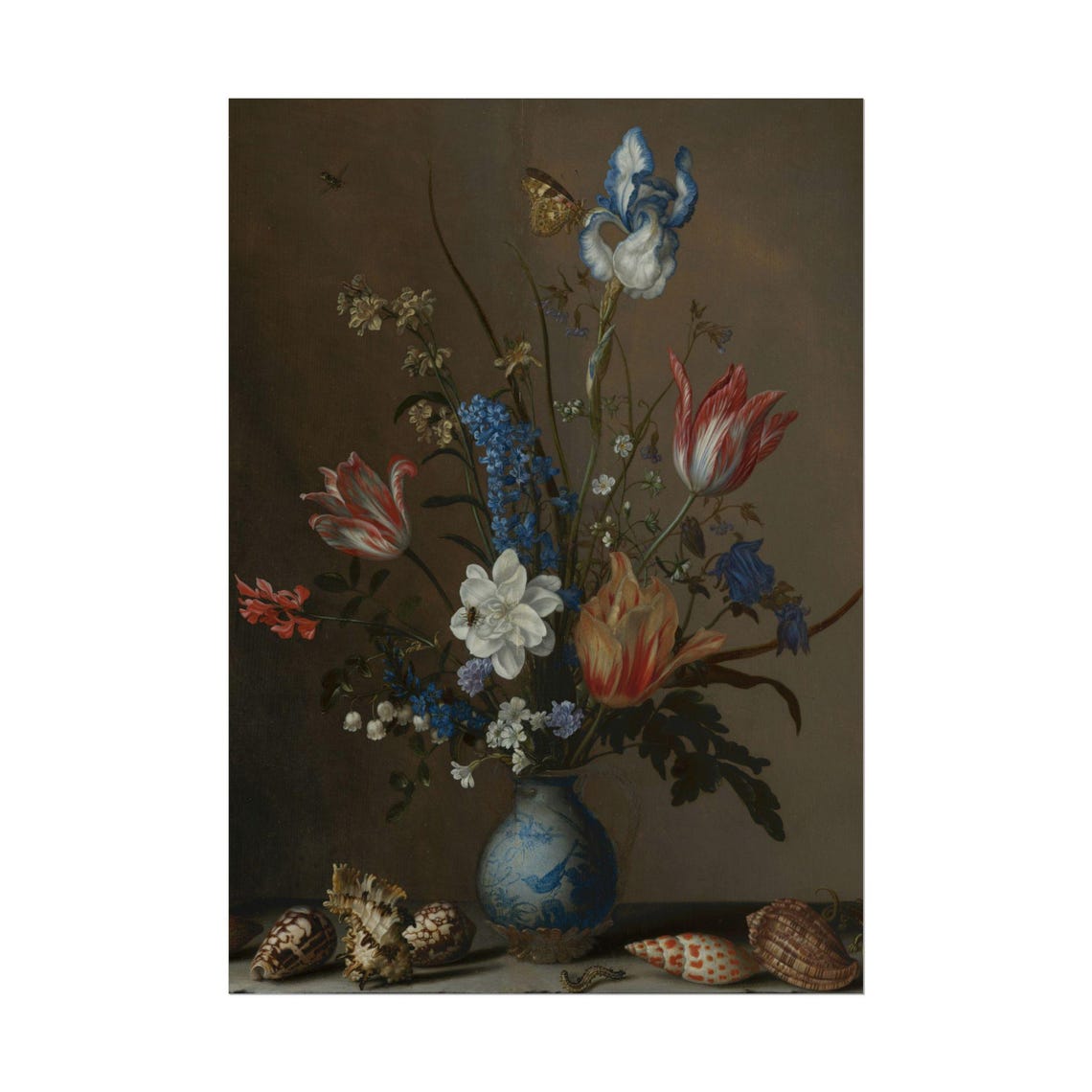 Flowers in Blue Porcelain Vase with Shells in Dutch Golden Age Poster - Image 3