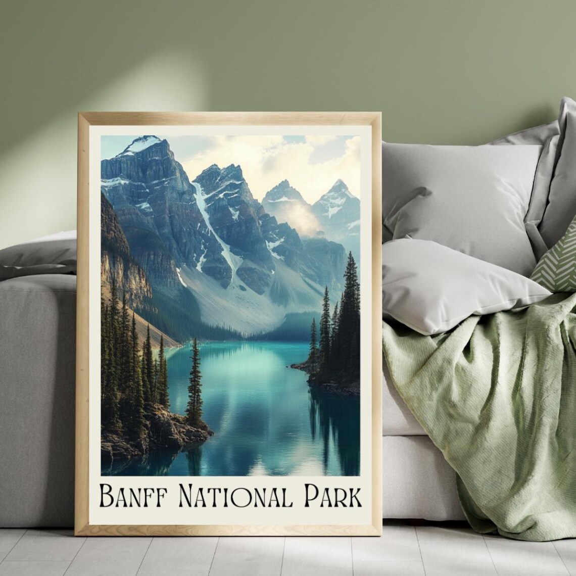 Banff National Park Canada Poster with Turquoise Lake and Peaks