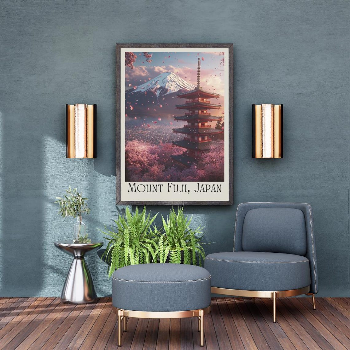 Mount Fuji Japan Poster with Red Pagoda Amid Cherry Blossoms - Image 5
