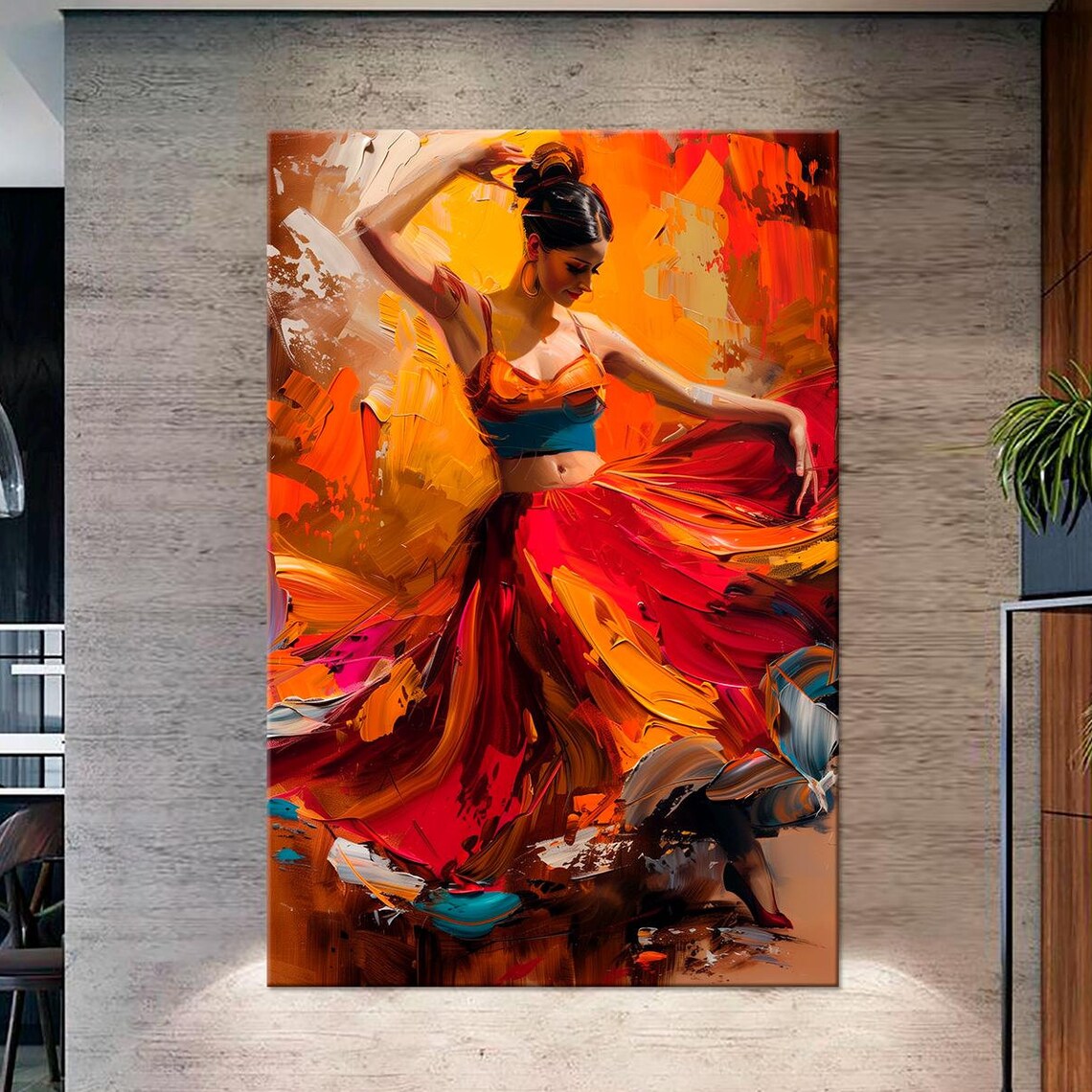 Mexican Dance Girl Art Print, Living Room Decor