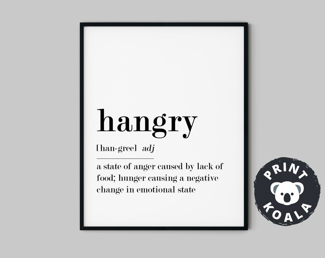 Hangry Funny Definition Adjective Kitchen Humor Minimalist Wall Poster