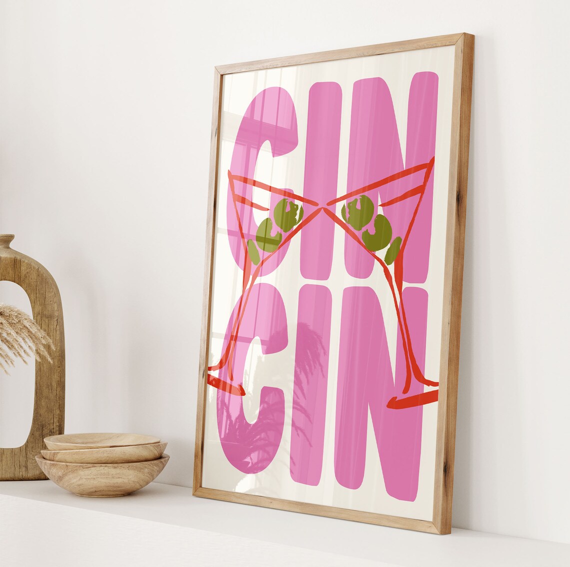 Cin Cin Martini Cheers Cocktail Poster, Retro Maximalist - Image 2