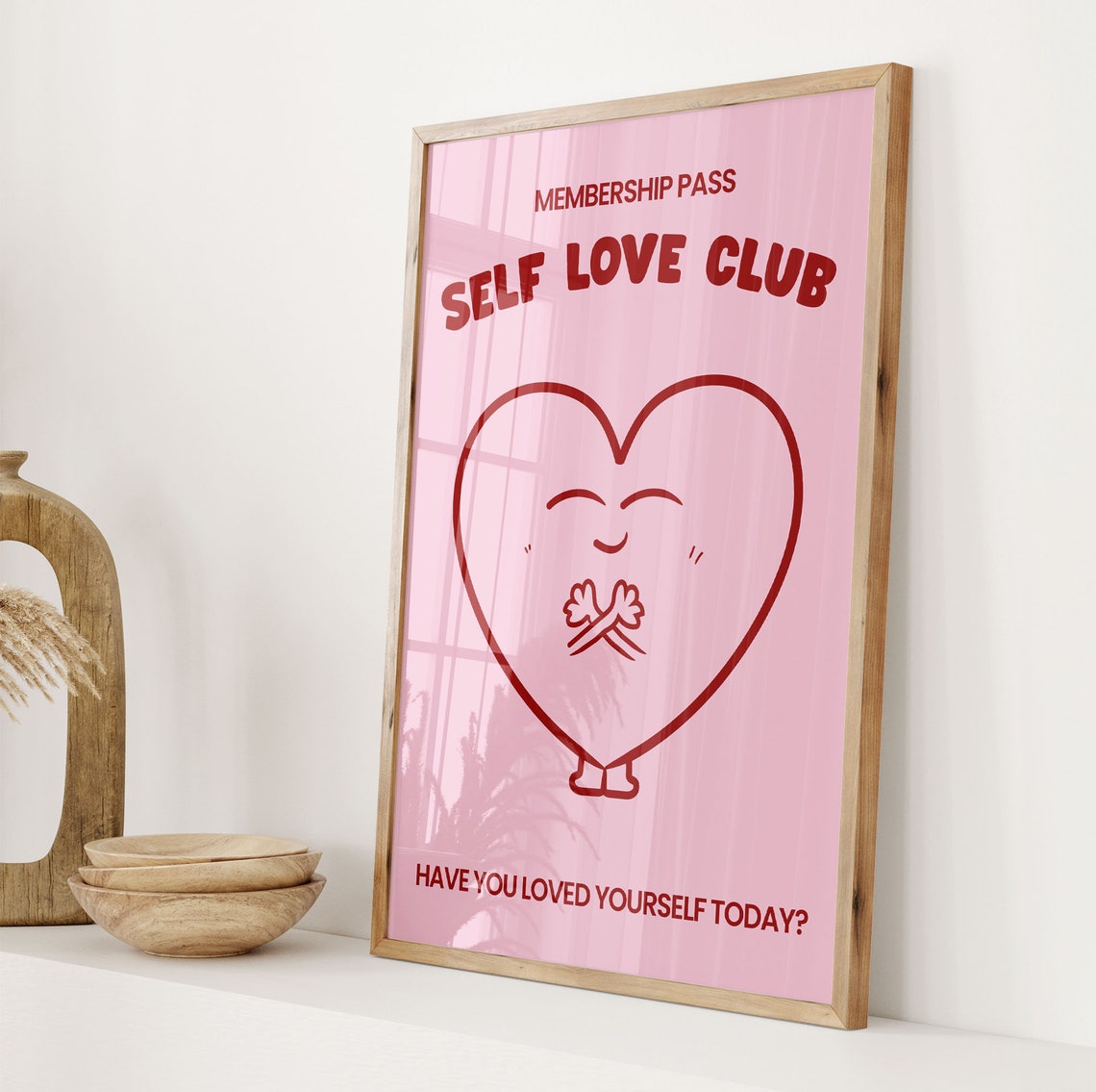 Self Love Club Pink Heart Positivity Poster With Cute Message - Image 3