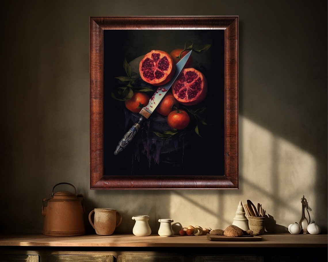 Dagger Sword And Pomegranate Gothic Art Print - Image 3