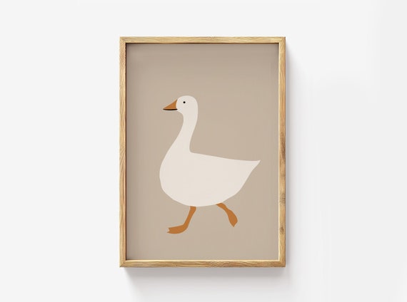 Goose Nursery Print Beige Farm Animal Wall Art