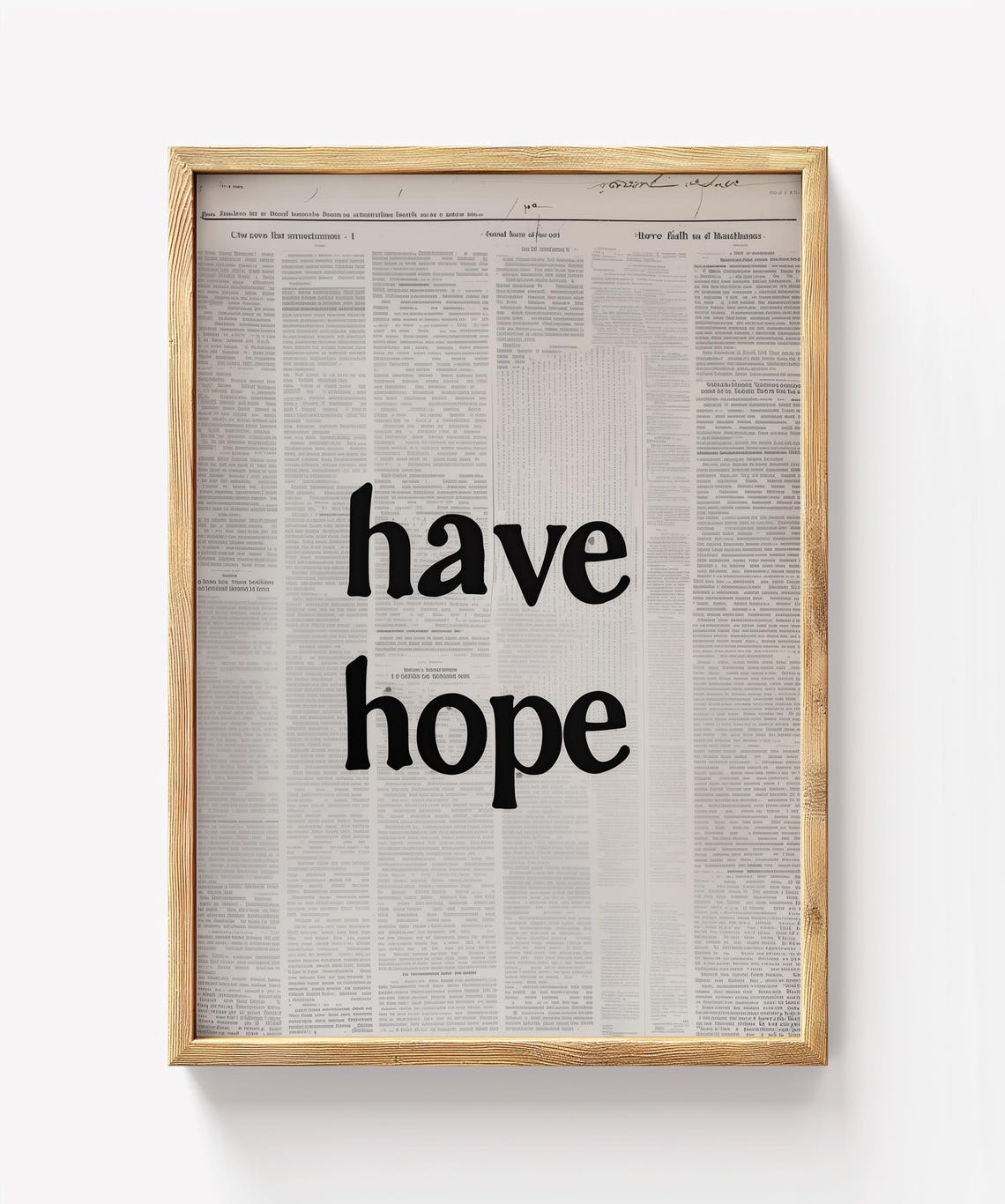 Have Hope Quote on Vintage Newspaper Page Background Wall Art