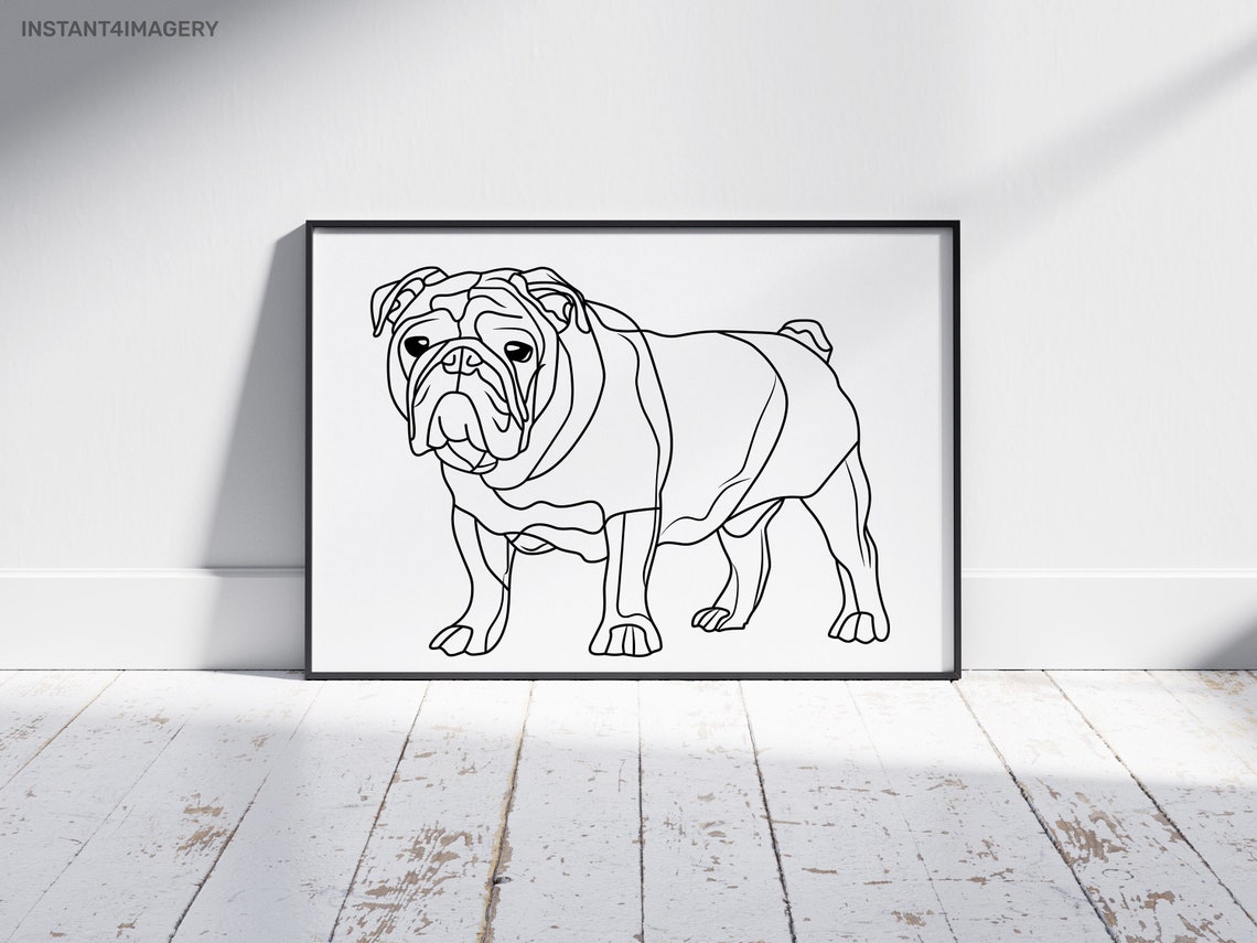 English Bulldog Line Art Print Minimalist Dog Poster