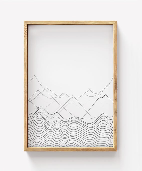 Mountain Line Art Print Abstract Wavy Landscape