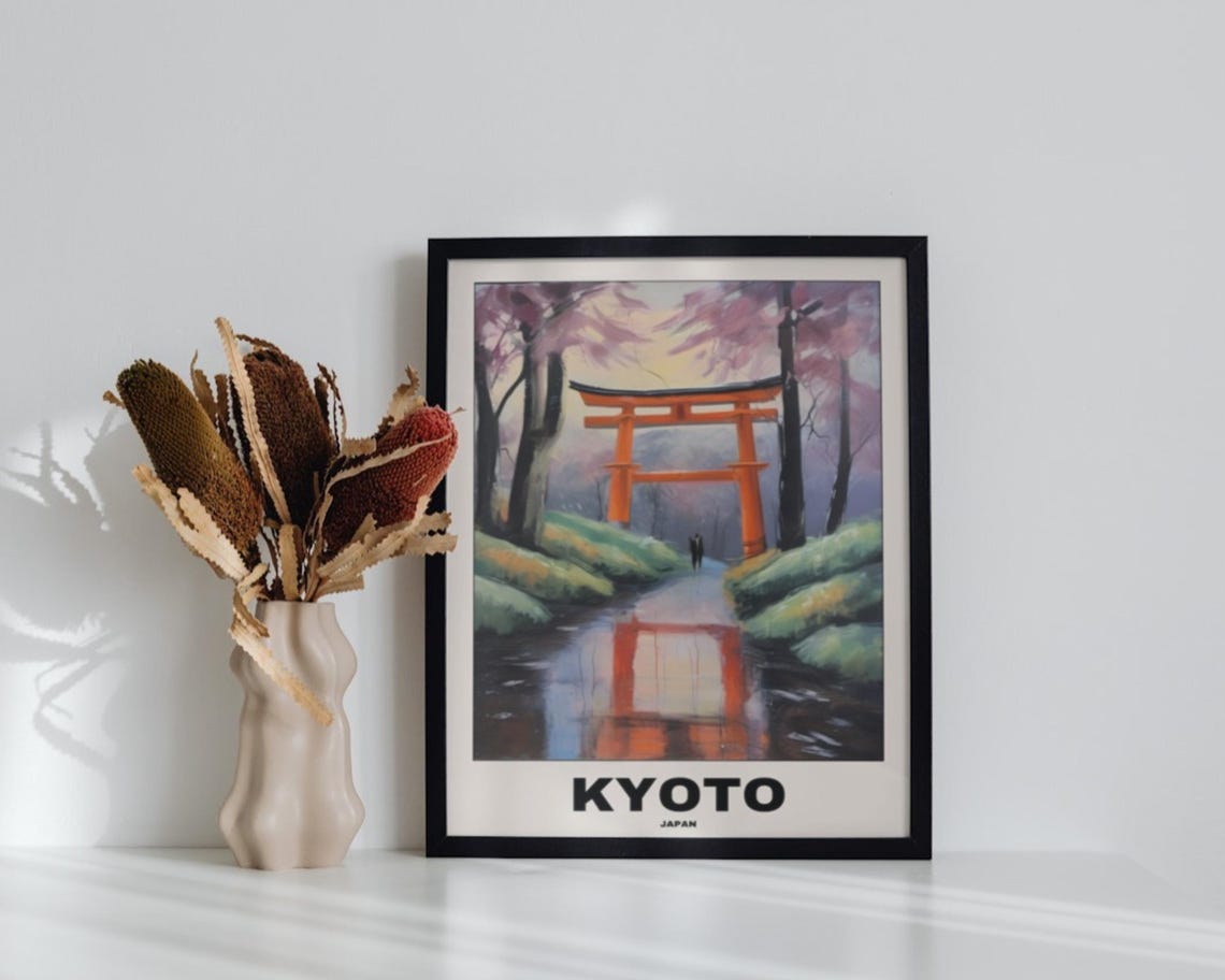 Japan Travel Poster, Kyoto Scenic Painting - Image 2