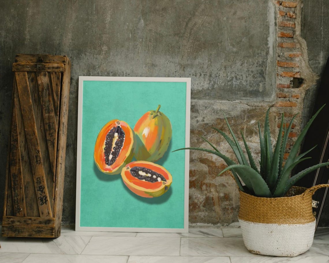 Papaya Watercolour Art Print, Kitchen Decor - Image 3