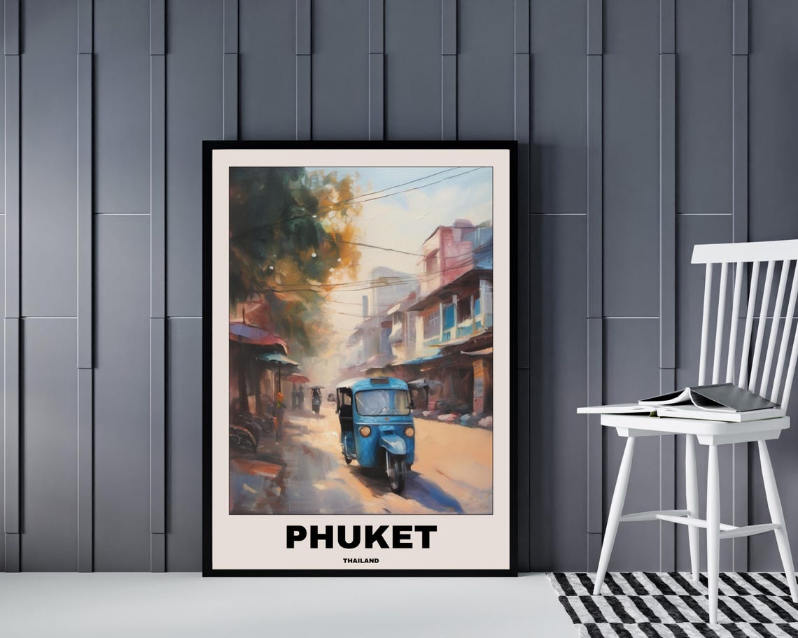 Thailand Phuket City Painting, Scenic Travel Poster - Image 4